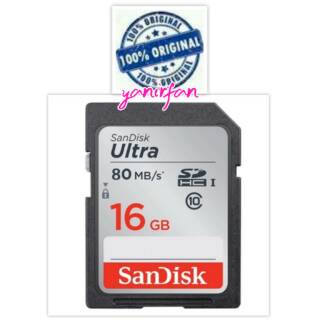 Memori Kamera SanDisk Ultra 16GB Class 10 SDHC UHS-I Memory Card up to 80MB/s (SDSDUNC-016G-GN6IN)