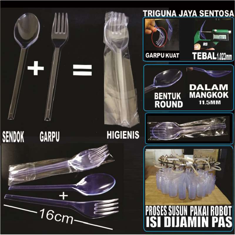 Sendok Garpu Plastik Higienis 600 Set 1 Dus Bening Murah Shopee Indonesia