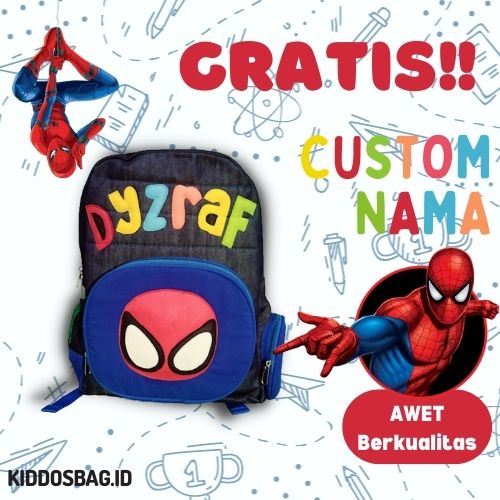 TAS KARAKTER ANAK SEKOLAH PAUD TK SD BOCIL PEREMPUAN LAKI-LAKI TAS CEWEK COWOK CUSTOM NAMA DAN WARNA