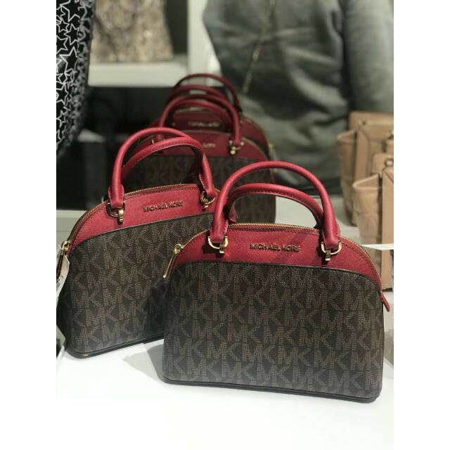 MK Emmy satchel cherry brown