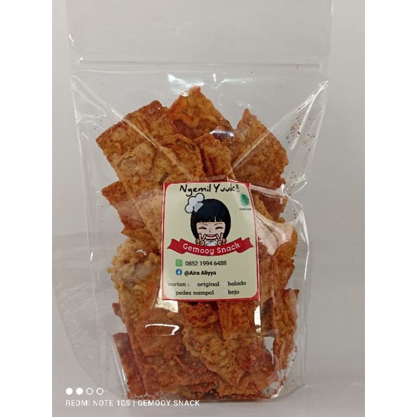 

keripik tempe pedas dengan cabai asli