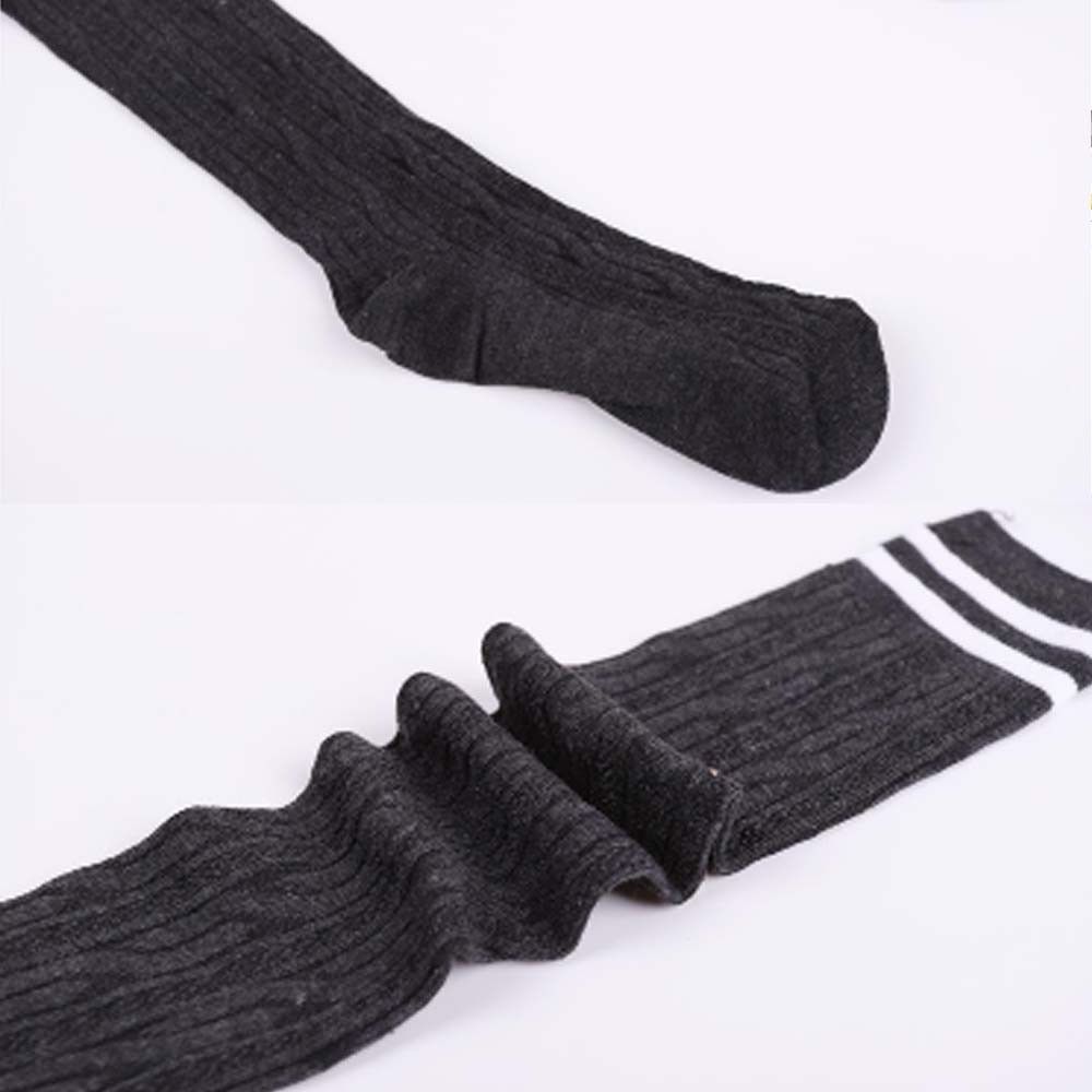 KT-01 overknee socks KAOS KAKI panjang sepaha over knee black hitam 2 strip tebal