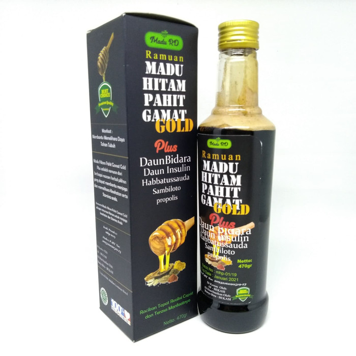 

Madu Hitam Pahit Gamat Gold (Emas) Plus - Bidara Membantu Memelihara Daya Tahan Tubuh - Herbal