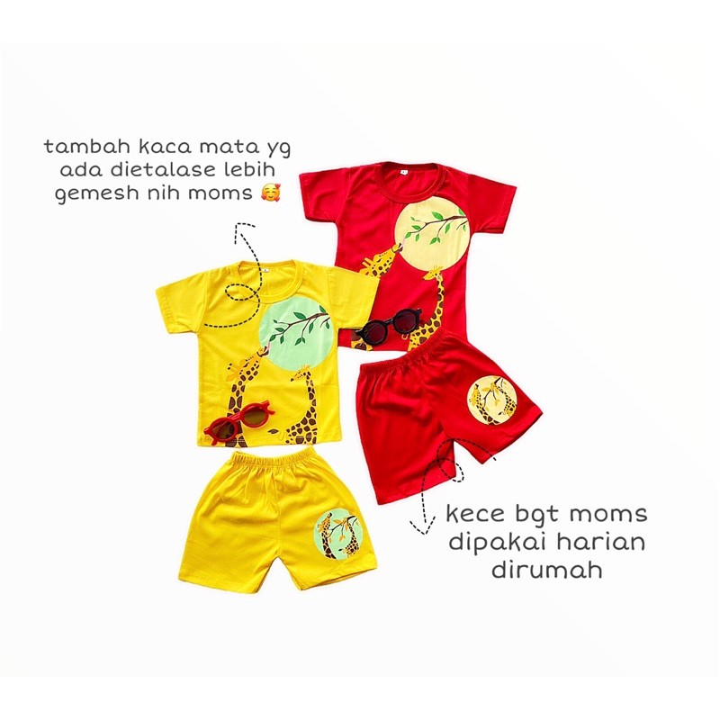 Set Setelan Anak Bayi Balita Kids Laki Laki Cowok Baju Anak Kaos Dan Celana Pendek Harian Rumahan