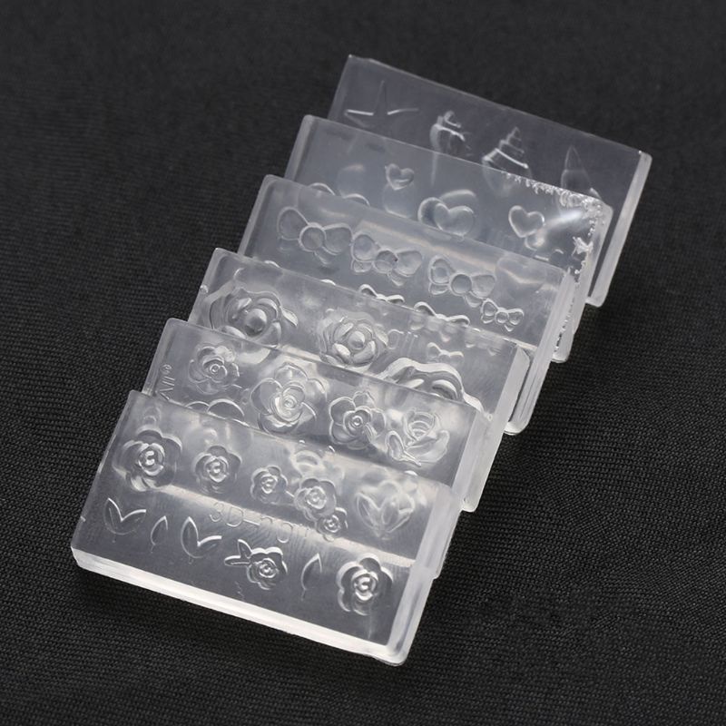 SIY  6Pcs/Set 3D Mini Flower Acrylic Silicone Mold for DIY Earrings Nail Art Mould