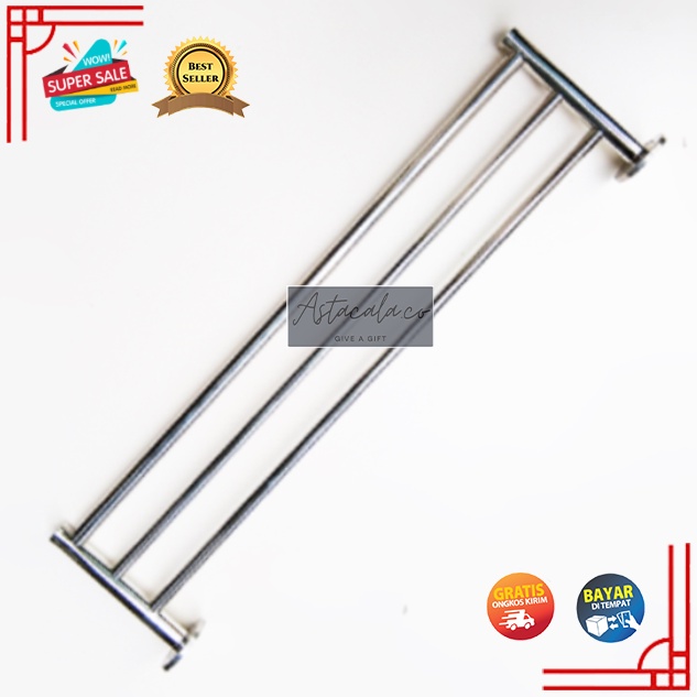 Gantungan Handuk Stainless Tempel Dinding 3 baris 80cm
