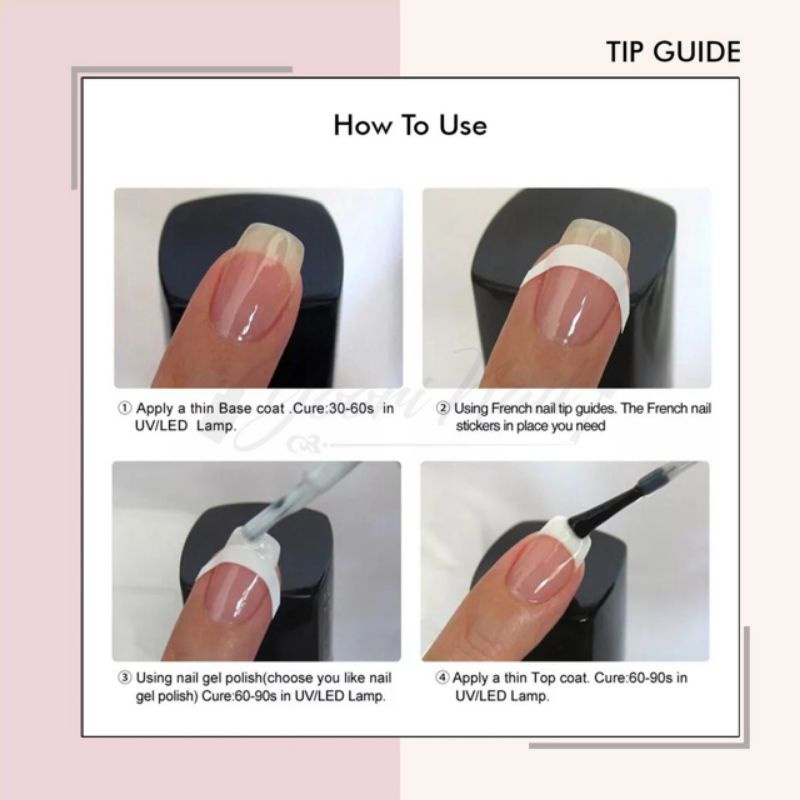 Tip nail guide sticker kuku stiker nail art french menicure pedicure sticker french manicure