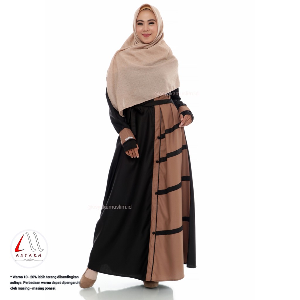 Gamis Sophia Muslim Syari bahan katun toyobo  warna Hitam