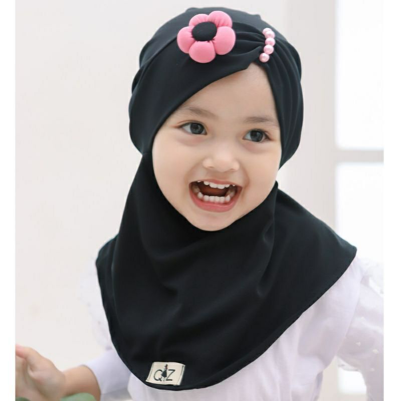 jilbab bayi iner bunga / hijab bunga bulat 0-3thn