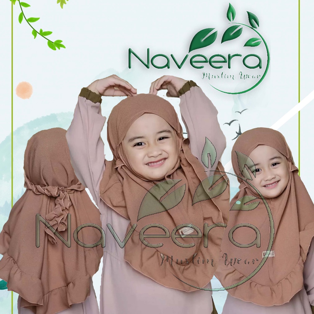 Kerudung Anak Kitty Bergo usia 3-7 tahun / Hijab bergo anak / Naveera Muslim Wear