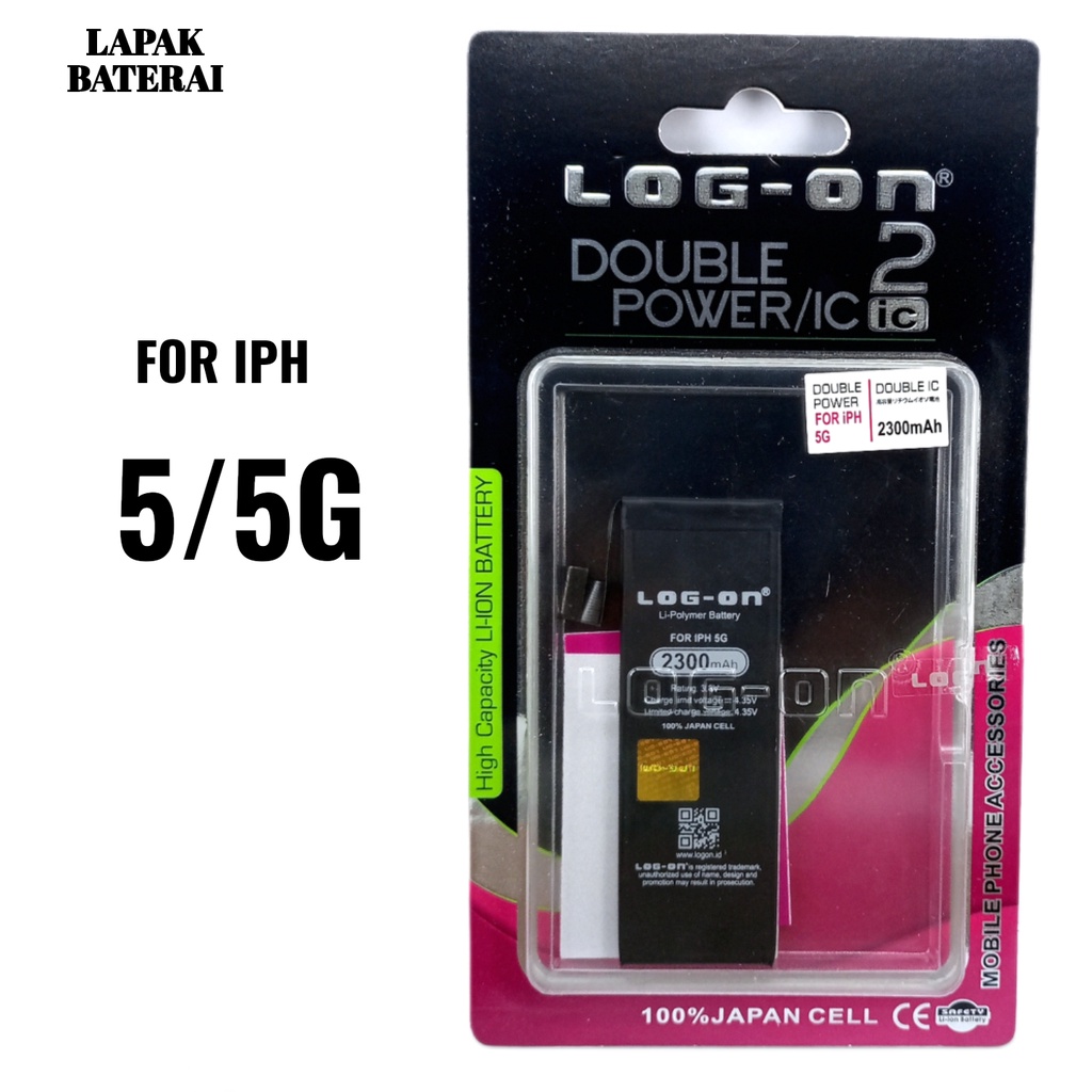 LOG - ON Baterai Iphone 5 / Iphone 5G Double IC Protection Battery Batre