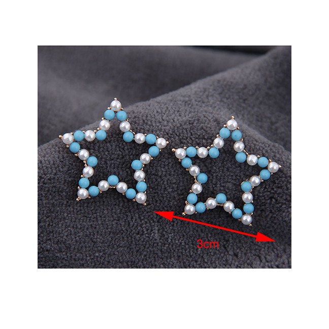 LRC Anting Tusuk Fashion Pentagram Ear Stud A58822