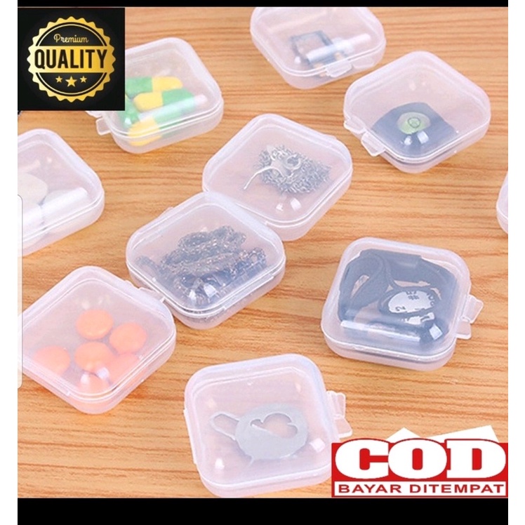 KOTAK MINI TRANSPARAN TEMPAT ANTING / TEMPAT OBAT / TEMPAT MEMORI CARD - BD