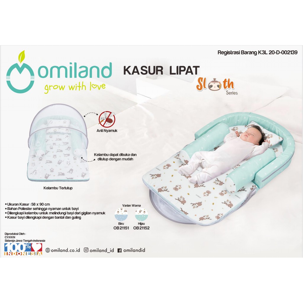 Omiland OB2115 Kasur Bayi Lipat Oval SLOTH Series