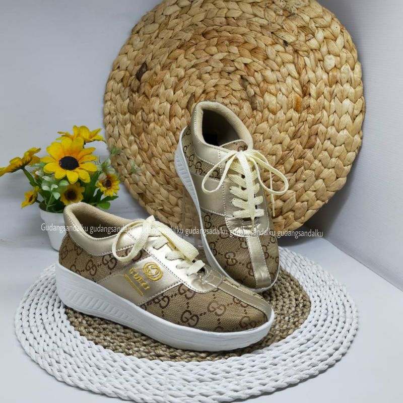 12.12 BIGSALE Sneaker wanita batam - sneaker wanita gold - sepatu sneaker wanita korean style HPD304