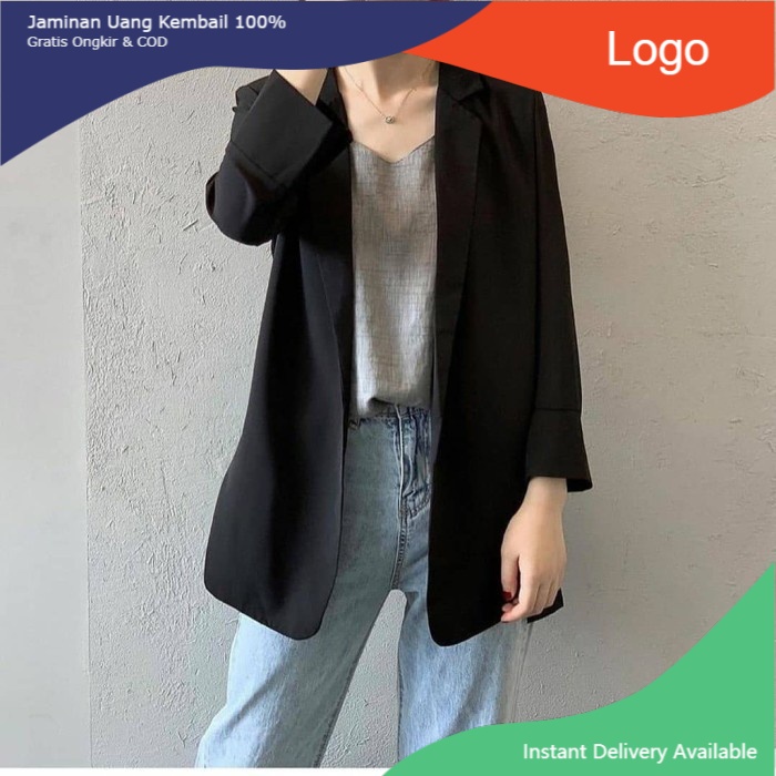 Oversize Blazer Wanita l Outfit Muslim Termurah - Hitam