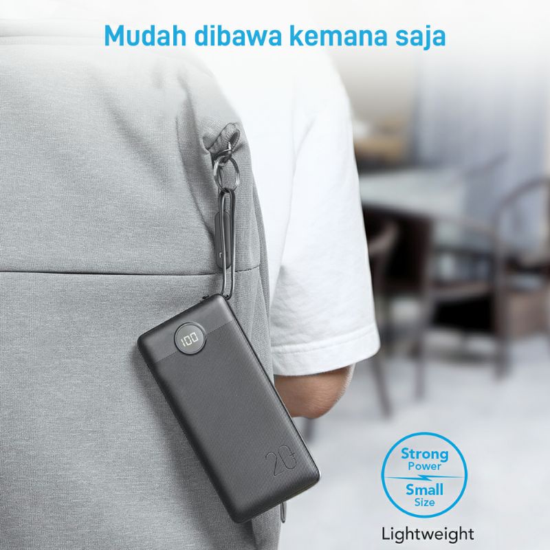 ( HANYA DI SHOPEE ) Powerbank MOFIT M26 20000mAh Build in Cable + Fast Charge 2.4A Real Capacity