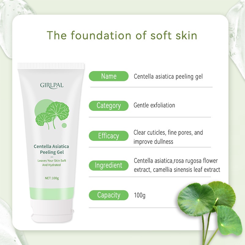 [TARABABYSTORE] GIRLPAL Centella Asiatica Peeling Gel 100g Facial Glowing Blackhead Cleaner Body Exfoliating Mencerahkan Dan Mengangkat Sel KULIT MATI [BPOM]