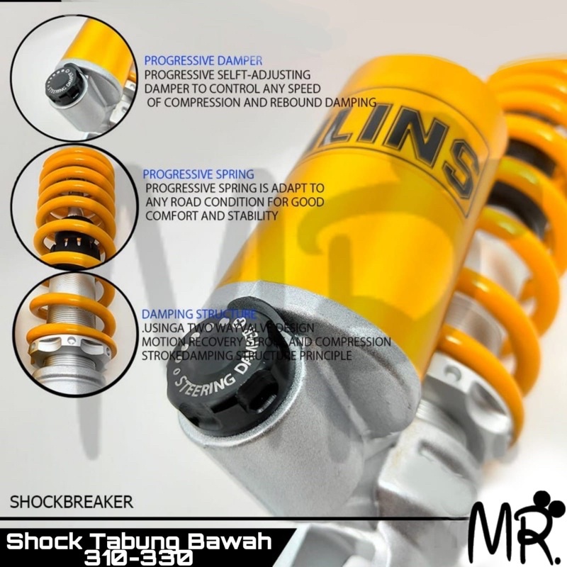 Shock Tabung Bawah Shockbreaker Belakang uk 330mm 310mm sok universal Beat scoopy vario karbu 110 Vario led 125 150 Scoopy mio fino xrider beat fi cbs non cbs beat street m3 sporty xeon gt z j smile s x-rider gear genio spacy lexy dll