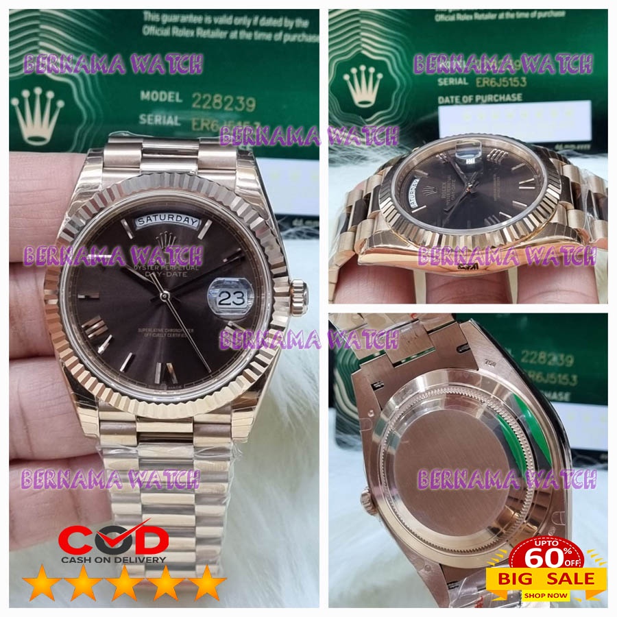 HOT SALE JAM PRIA IMPORT ROLEX AUTOMETIK MESIN SWISS ETA EWF RT BOX ORI STRAP STAINLESS GOLD JAM PRI