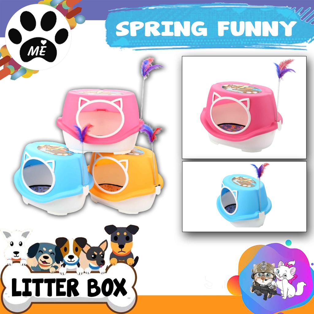 Tempat Pasir Kucing With Spring Funny Toys