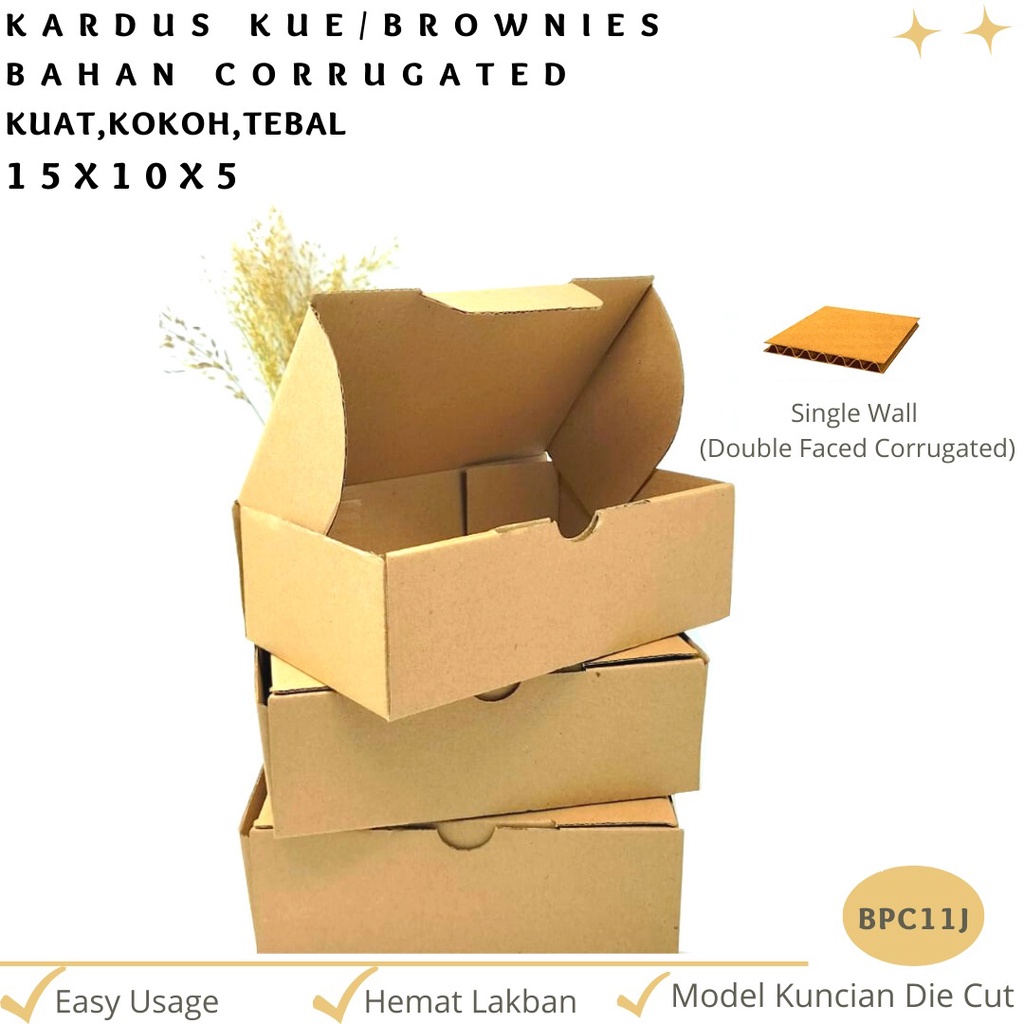 Kardus Brownies 15x10x5 Corrugated Diecut E-flute (BPC11J)