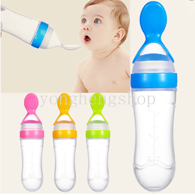 Botol Sendok Makan Bayi Bahan Silikon Ukuran 90ML