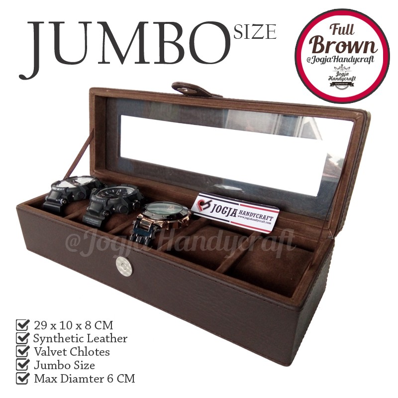 JUMBO Size Kotak Jam Tangan Isi 5 Full Brown / Tempat Jam / Watch Box