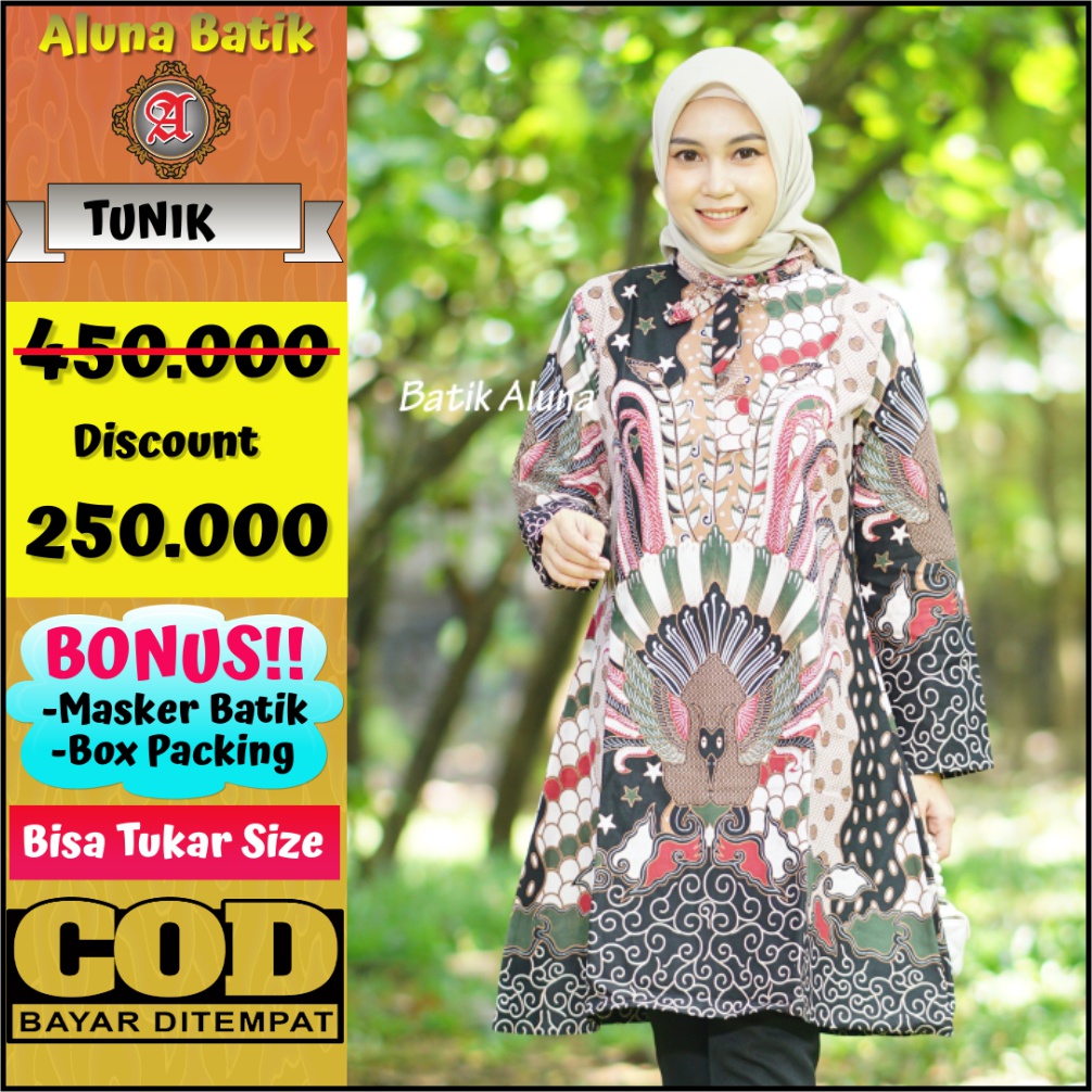 Batik Wanita Muslim Premium Baju Kerja Kantor Batik Aluna TBA 005