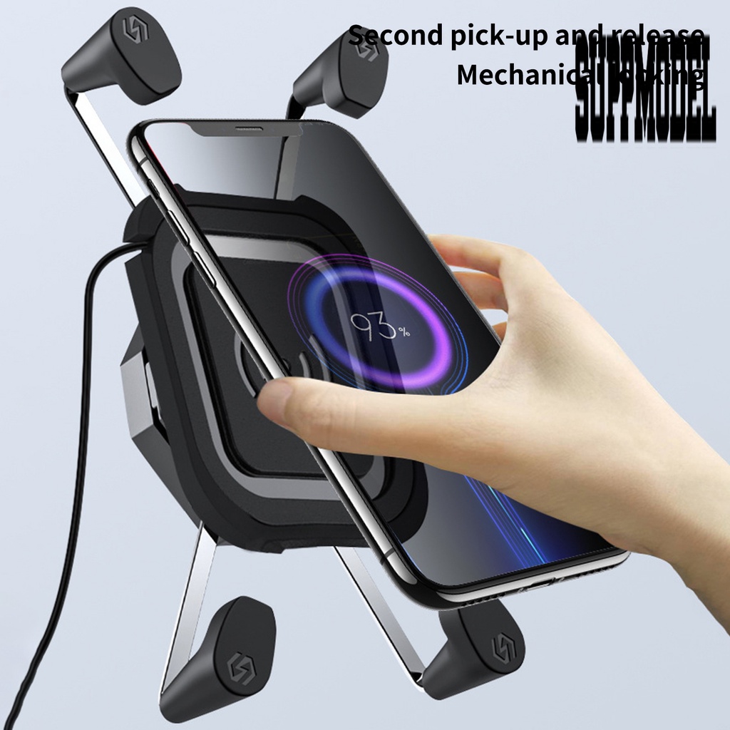 1 Set Bracket Holder Handphone Bentuk X 4 Cakar Rotasi 360 Derajat Bahan Aluminum Alloy Anti Air Untuk Motor