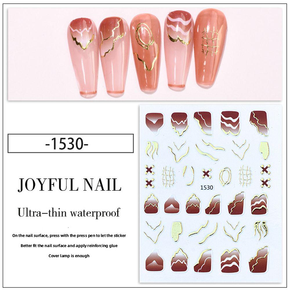 AUGUSTINA Agustina Nail Art Stiker Perekat Diri Phnom Penh Manicure Aksesoris Geometris Gadis Wanita Kuku Slider 3D Nail Decals