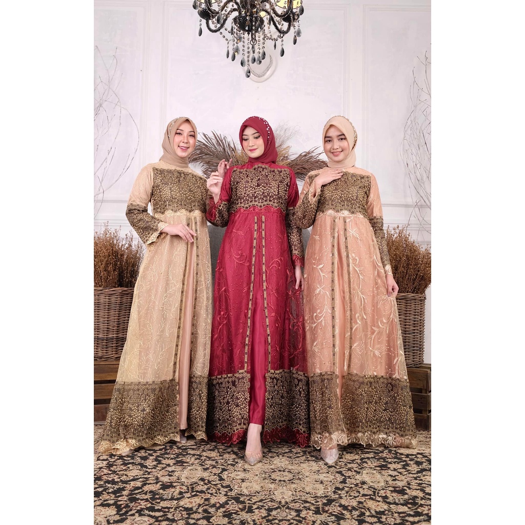 Gamis Madhuri Bahan Tille Bordir / Gamis Lebaran / Gamis Kondangan / Gamis Pesta / Gamis Terbaru 202
