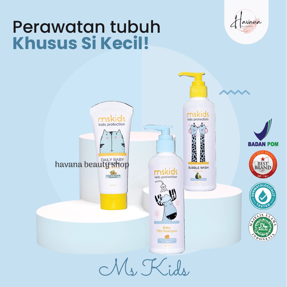Ms Kids Ms Glow Skincare Anak Perawatan Pelembab Wajah Anak Daily Baby Cream Bubble Wash Baby Mild S