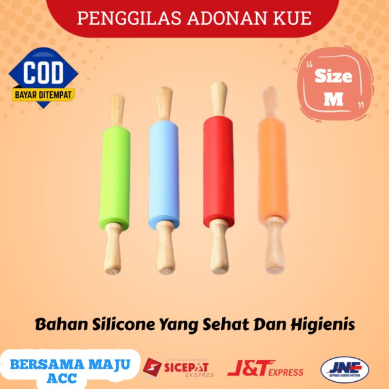 Penggilas Adonan Rolling Pin Silikon Roll Kue Sedang