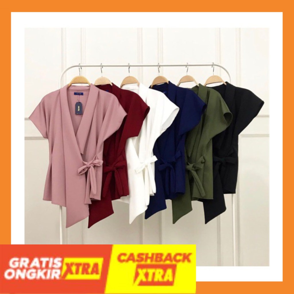 STYLE KOREA KEREN IMPORT MURAH ORIGINAL BISA COD / KIA BLOUSE MOSCREPE PREMIUM