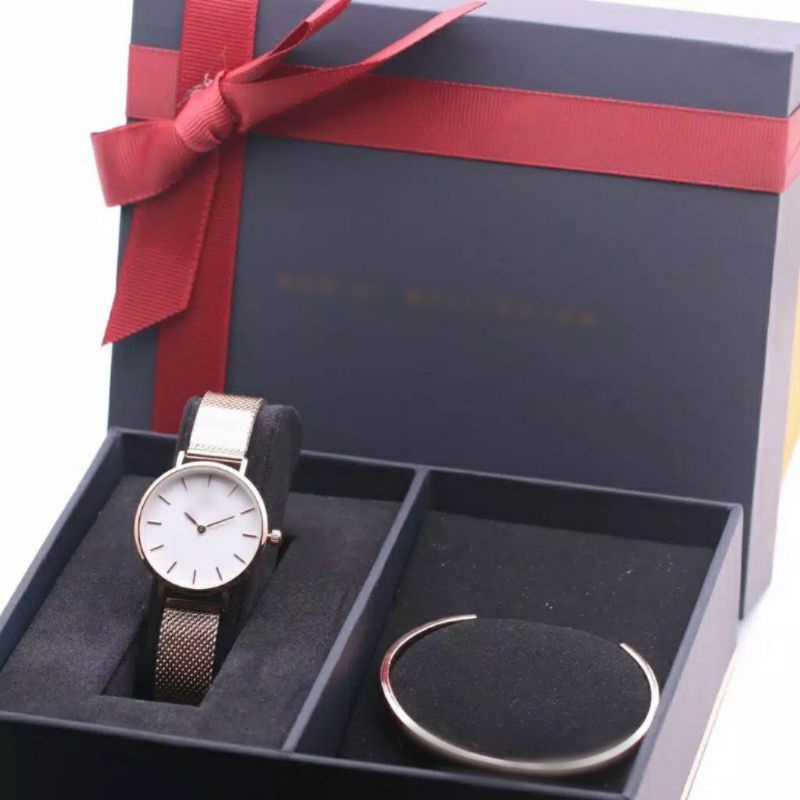 Jam tangan wanita rantai pasir free gelang premium diameter 3.2cm||jam tangan fashion DW wanita