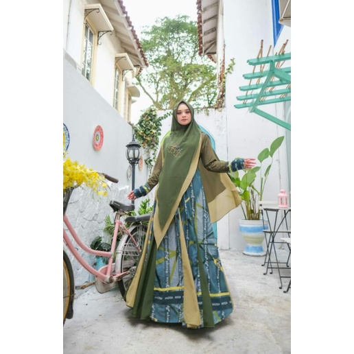 Gamis Set Syari Ceruty Printing ORI Haziqa Mewah