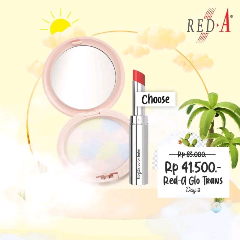 Paket Red-A Lip Glo Color Balm Compact Translucent