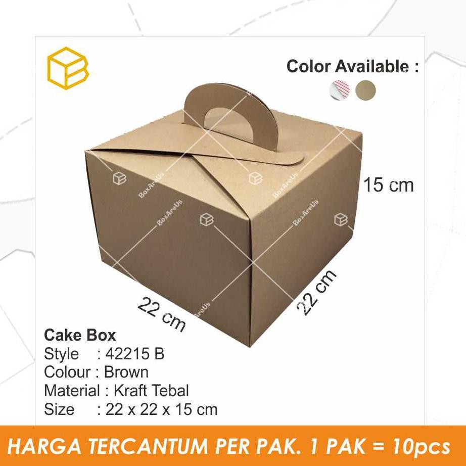

After Year✹ Packaging, Dus Kotak Kemasan Box Kue, Gift Gable Cake Box - 42215 BROWN (10 pcs) Baru St