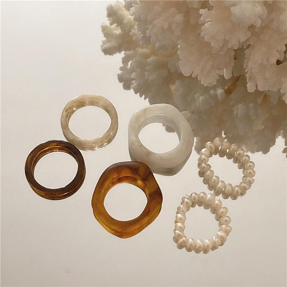 Mxbeauty set Cincin Jari 3pcs/set Perhiasan Fashion Wanita Trendy Keren Resin