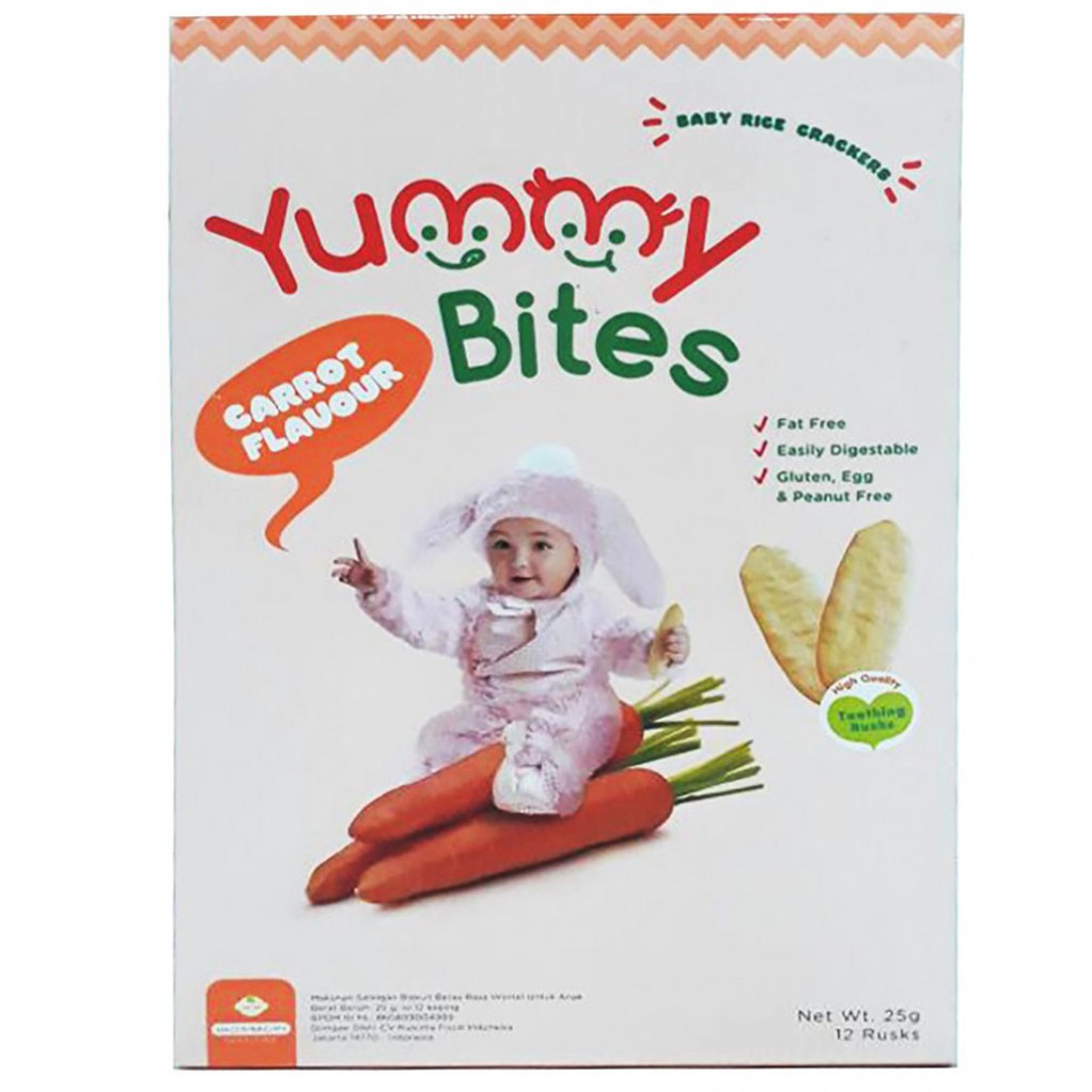 Yummy Bites Baby Rice Crackers 6+ 25gr Original/Carrot/Vegetable