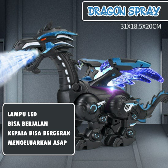 RESTOCK mainan robot naga spray dragon bisa jalan sembur asap