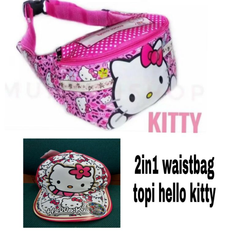 2in1 waiatbag hello kitty +topi hello kitty