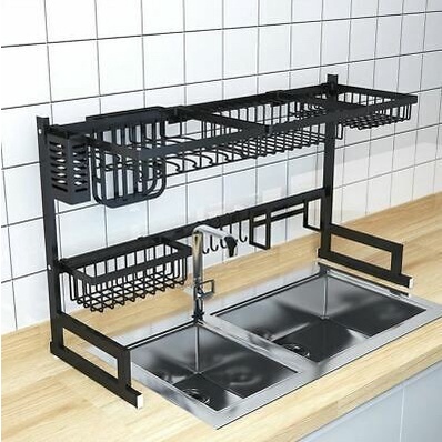 rak piring wastafel / rak piring ikea / rak piring hitam 85cm - 65 cm art