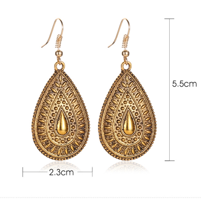 Anting-anting aksesoris fashion Anting-Anting Terukir Retro Peacock Tail Gaya bohemian