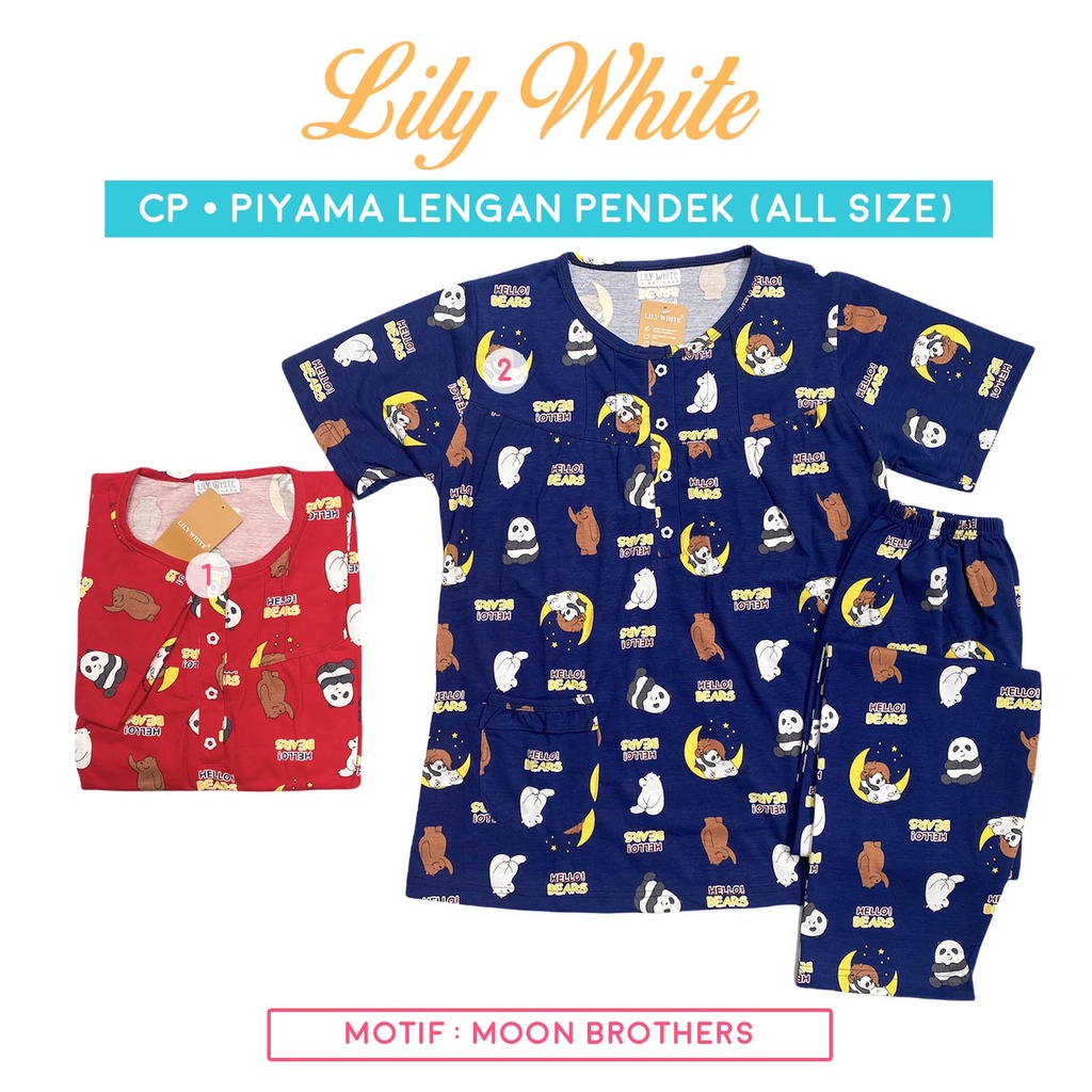 Piyama CP Lengan Pendek - Celana Panjang All Size LILY WHITE Anne Claire BabyDoll Baju Tidur