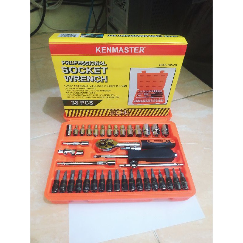 KENMASTER Kunci Sok Set 38 Pcs Professional Socket Wrench Kunci Shock / Sok Socket 38pcs Hand Socket