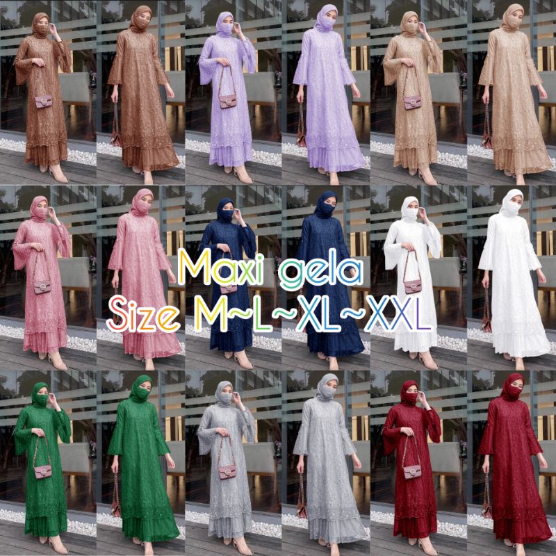 BISA COD✅ MAXI GELA / SIZE L-XL / MAXI DRESS / DRESS WANITA / DRESS PESTA WANITA / DRESS PESTA MUSLI