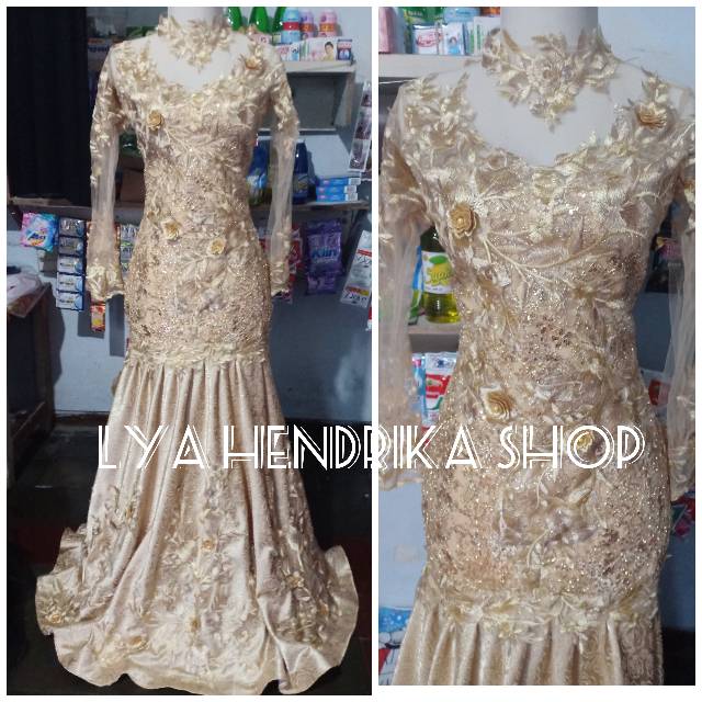 Baju pengantin/prewedding/penyanyi duyung gold 3D