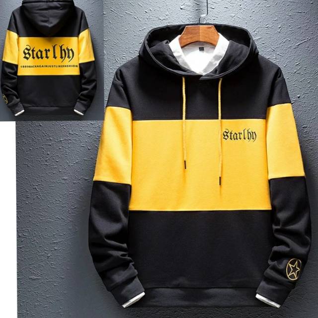 TOTOTAshop.Sweater hoodie STARLHO.Bahan fleece tebal.motif bordir depan,belakang sablon.real pict